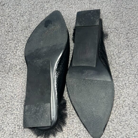 UNITED NUDE MIRROR LOW ROCKET HEEL FUR  POINTY TOE BLACK PEBBLE LEATHER MULE 36 - Picture 7 of 11